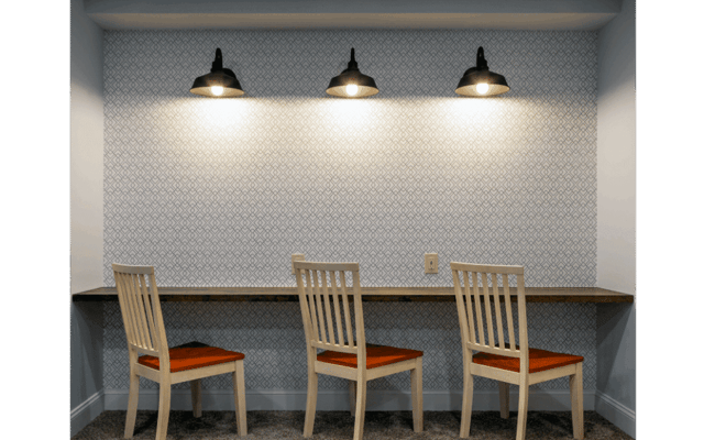 bar seating renovation wallpaper in front of three chair built in bar seating